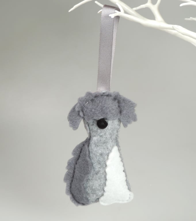 Handmade Felt Old English SheepDog, Hanging Decoration, Twig Tree, OES