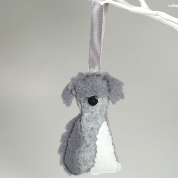 Handmade Felt Old English SheepDog, Hanging Decoration, Twig Tree, OES