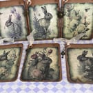Set 6 Vintage Rabbit & Roses style journal cards tags toppers 