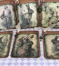 Set 6 Vintage Rabbit & Roses style journal cards tags toppers 