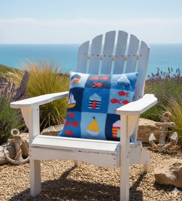 Knitting Pattern for At the Seaside Cushion.  Digital Pattern