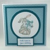 Handmade birthday card - bunny with birthday present