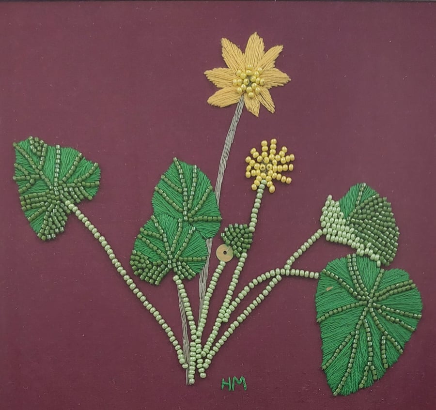Lesser Celandine floral embroidery art