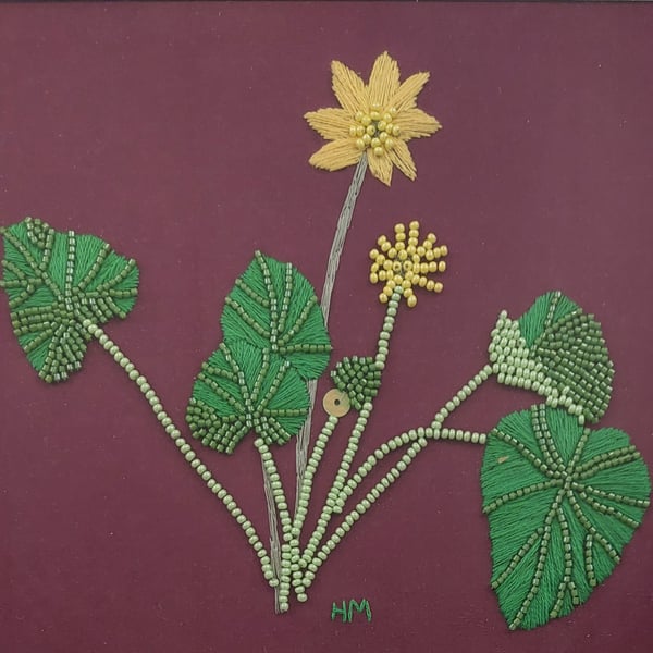 Lesser Celandine floral embroidery art