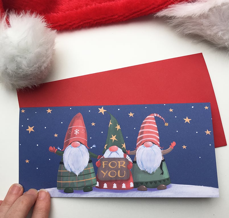 Christmas Gift Money Holder Wallet Card with Cute Gnomes