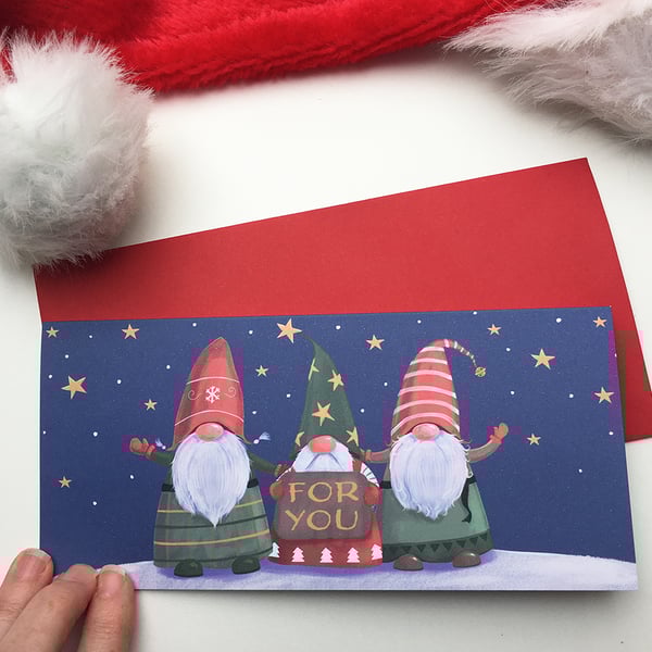 Christmas Gift Money Holder Wallet Card with Cute Gnomes