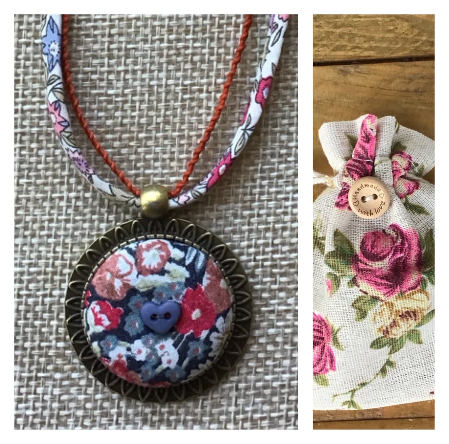 Liberty fabric pendant necklace