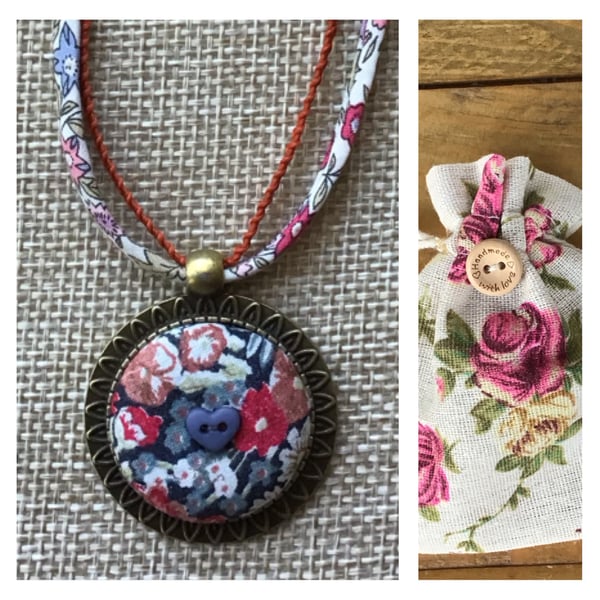 Liberty fabric pendant necklace