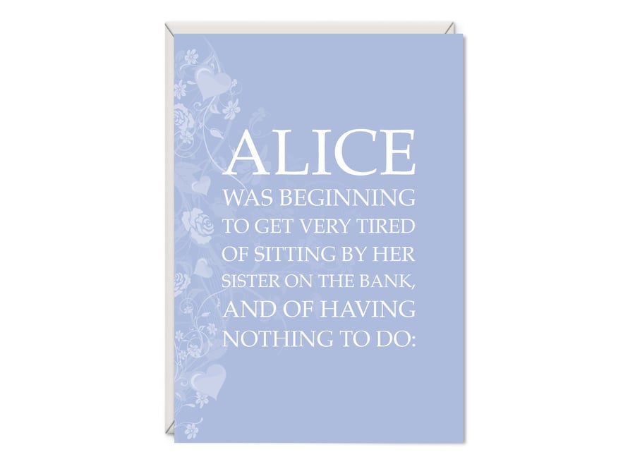 Alice in Wonderland Greetings Card Literary Gift - Alice Word Art Card