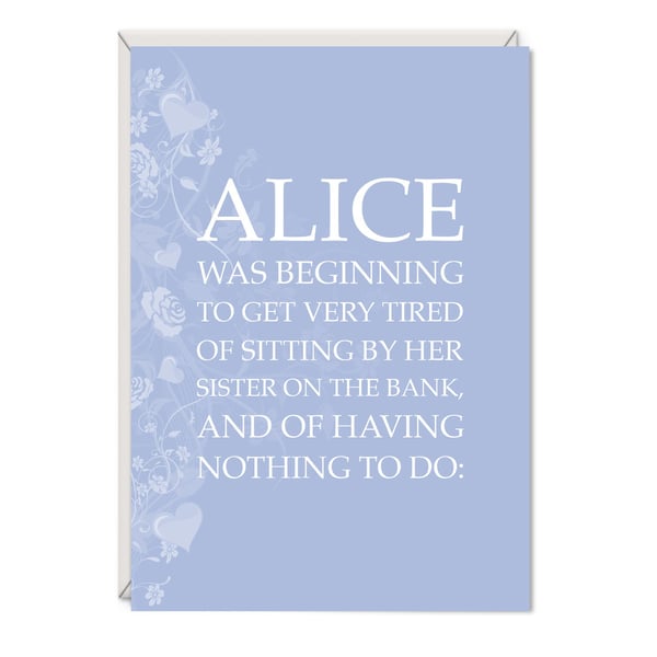 Alice in Wonderland Greetings Card Literary Gift - Alice Word Art Card