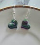 Polymer clay heart dangle earrings on silver plated earhooks
