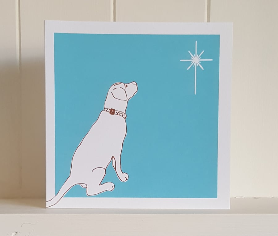Labrador and Christmas Star Screen Printed Christmas Card