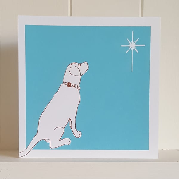 Labrador and Christmas Star Screen Printed Christmas Card