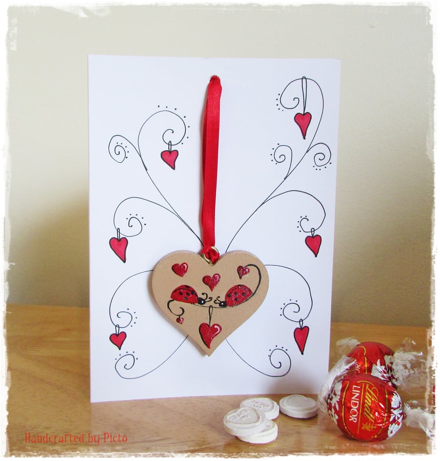 Ladybird Card, A Card and Hanging Heart Gift in one