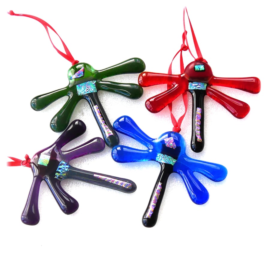Dragonfly Fused Glass Hanging Decoration Suncatcher 9cm Choice of colour