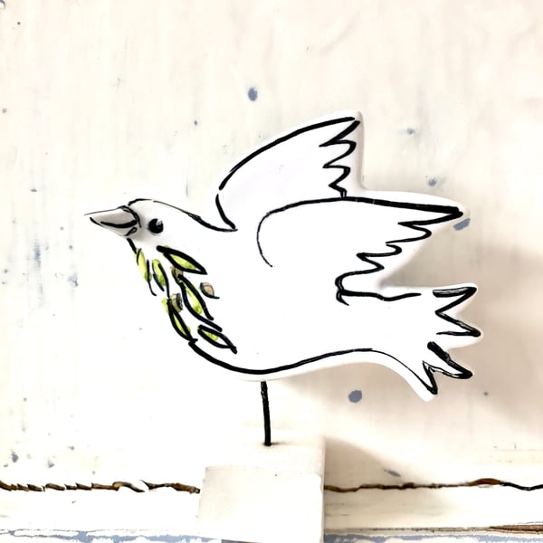 Dove pottery ornament
