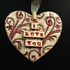 Ceramic Red Love heart decoration 