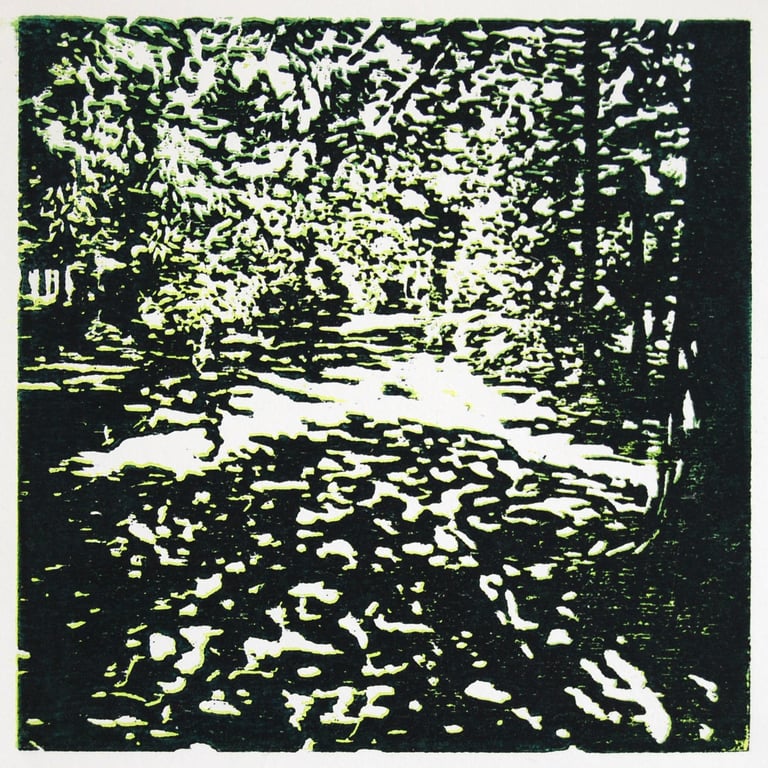 GLADE - original hand-pressed offset wood cut print 