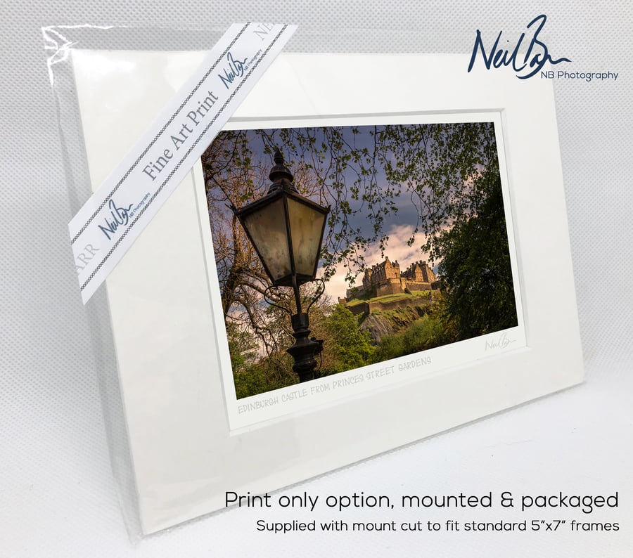 Edinburgh Castle from Princes Street Gardens - A6 (7" x 5") Unframed Print