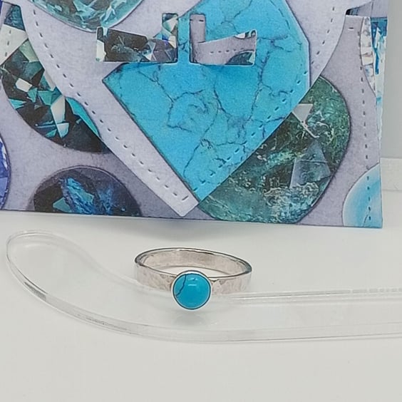 Turquoise Sterling Silver Ring size N gift wrapped December Birthstone