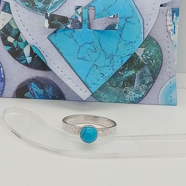 Turquoise Sterling Silver Ring size N Hallmarked gift wrapped
