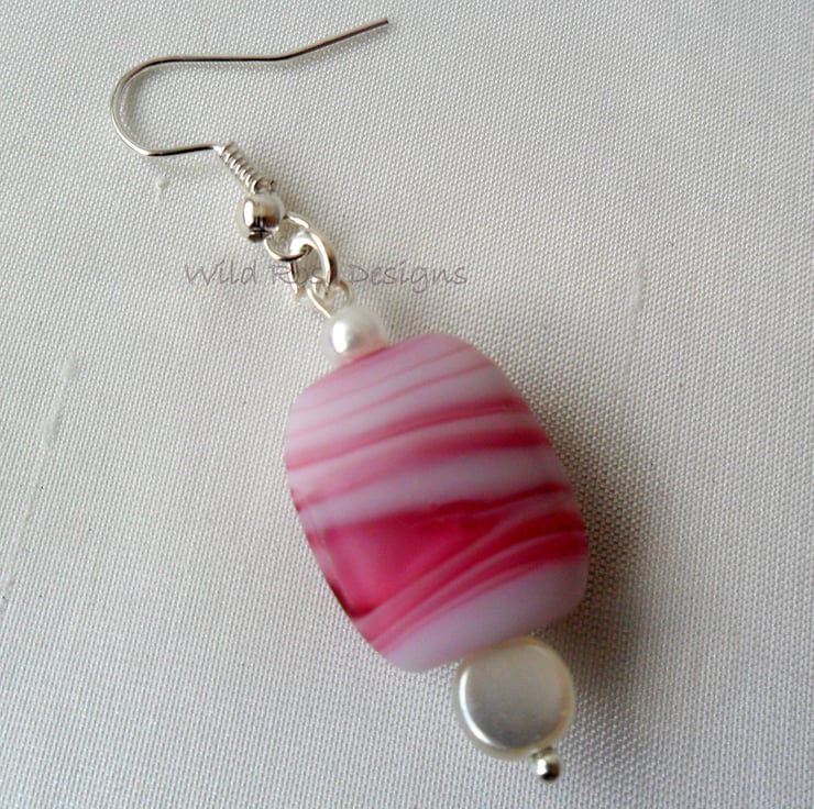 Pink drop earrings - Folksy