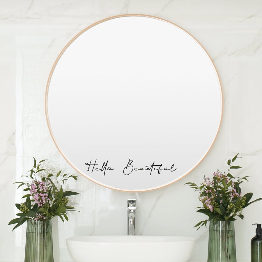 Mirror Sticker Decal Positive Mirror Hello Beautiful Stickers Vinyl decal