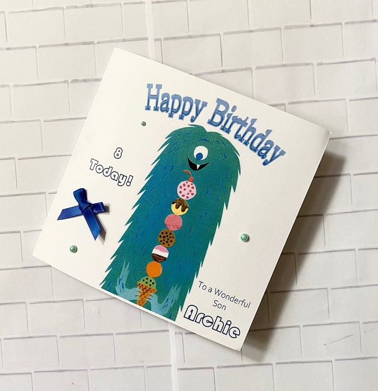 Monster Happy Birthday Card for Brother, Son, Friend, Grandson, nephew, godson, 
