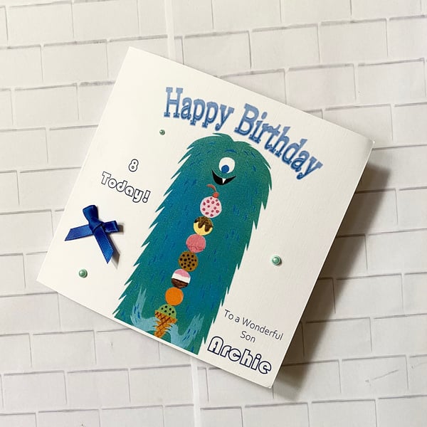 Monster Happy Birthday Card for Brother, Son, Friend, Grandson, nephew, godson, 