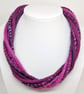 The Wrapped Twist: felted cord necklace in deep pink purple berry shades - Image 3