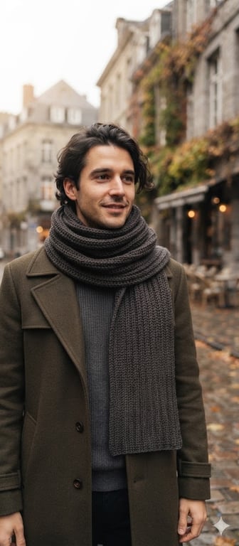 Hand-Crocheted Charcoal Grey Doctor Who Scarf: 7-Foot Ribbed Winter Wrap