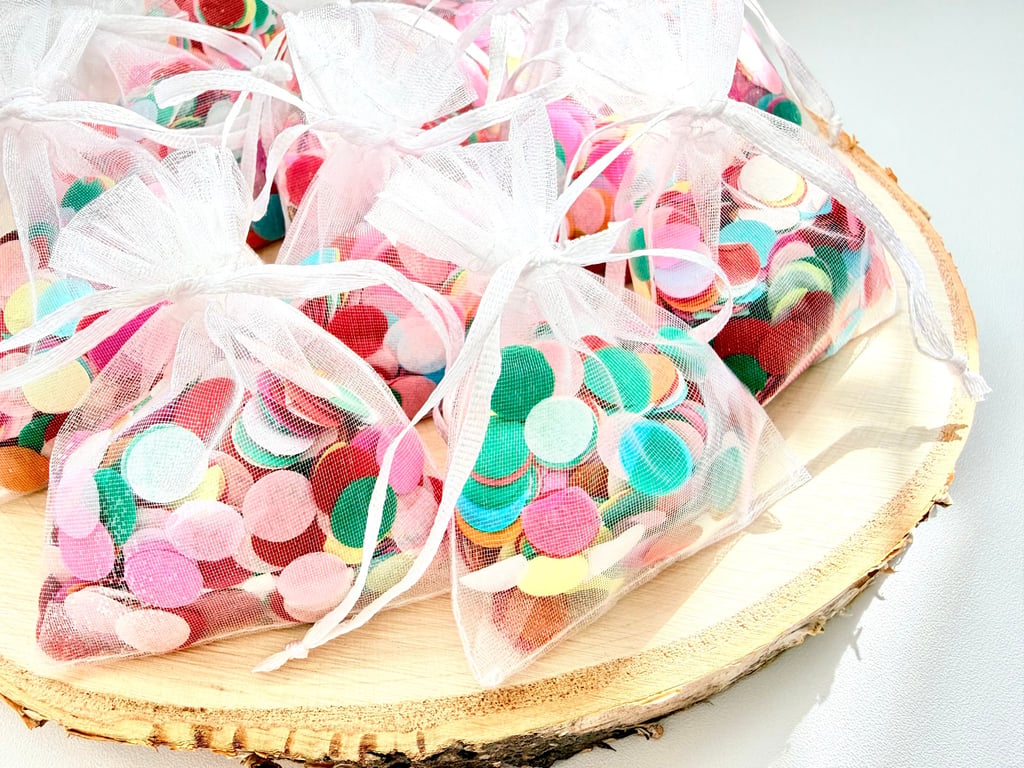 Biodegradable Confetti Circles, White Organza Bag, Wedding Toss Eco Friendly