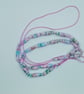 Handmade halloweiner pastel pink and blue varnished paper bead necklace - Image 8