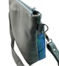 Genuine leather and Harris tweed handbag in grey and blue - Image 7