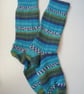 Hand-cranked Knitted Ribbed Wool Socks Size 6 to 7 - Image 2