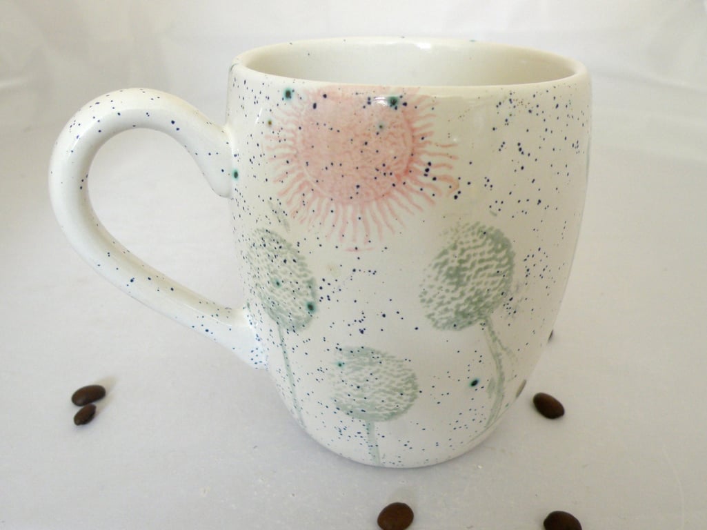 Dandelion Handmade Mug Tea mug coffee mug beer mug Food safe Lead free Glaze 