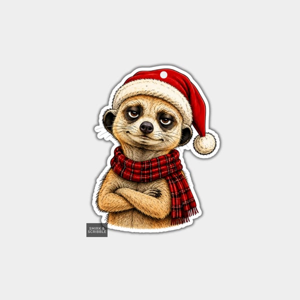 Unique Funny Christmas Gift Tags For Adults, 6pk - Cute Posing Meerkat