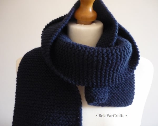 Navy blue men's scarf - 73in long winter scarf - Winter knitwear for guys