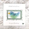 Birthday Card with Detachable Glass Meadow Bird