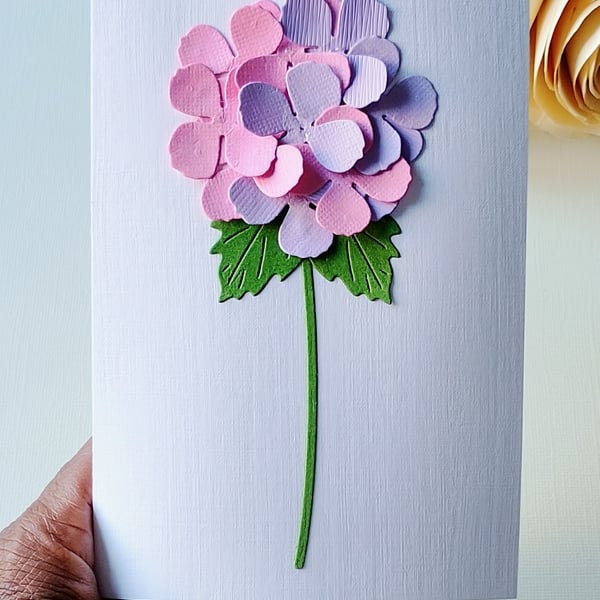 Lavender Pink Hydrangea - Flower Shop Moments, Blank Handmade Floral Card 