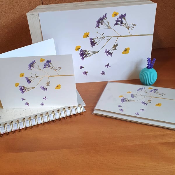 Pressed Flower Greeting Card, Printed - Lilac Tree
