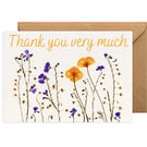 Pressed Flower Print Thank You Card - California Poppy