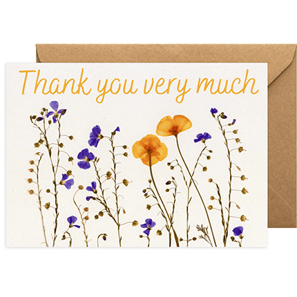 Pressed Flower Print Thank You Card - California Poppy