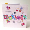 Mother's Day Greeting Card,Printed Applique Design,HandFinished Mothers Day Card