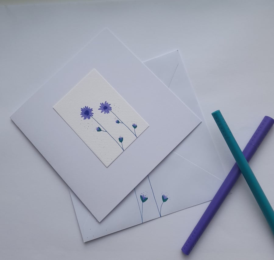 Greetings Card - Blank - Floral - Matching Envelope