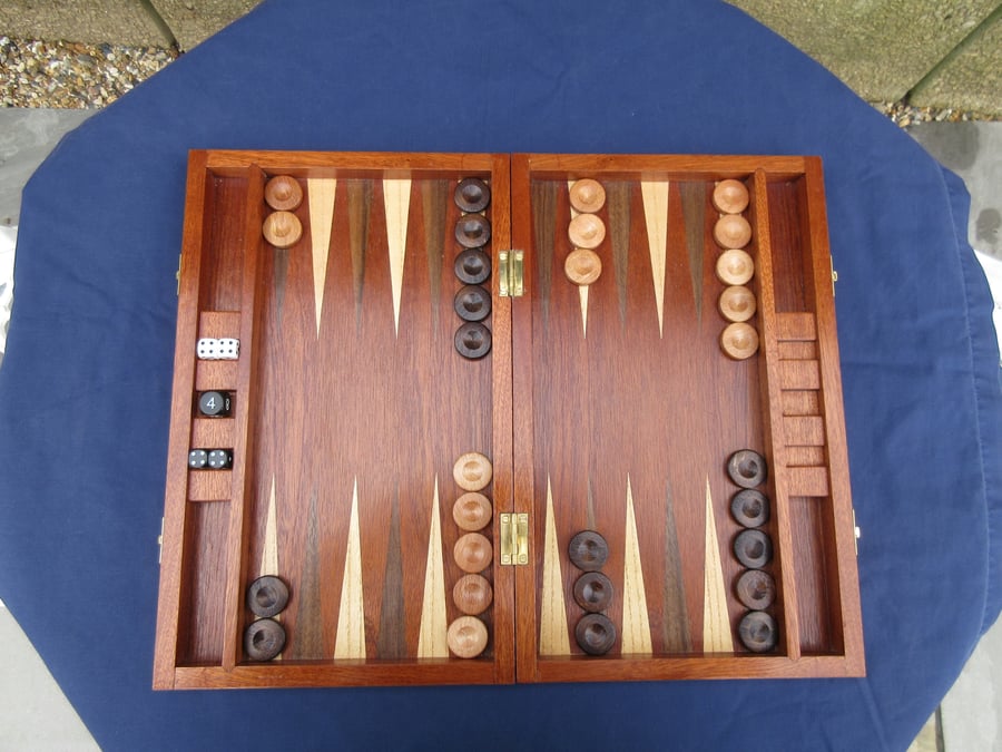 Sapele Wood Backgammon Set Handmade & Unique