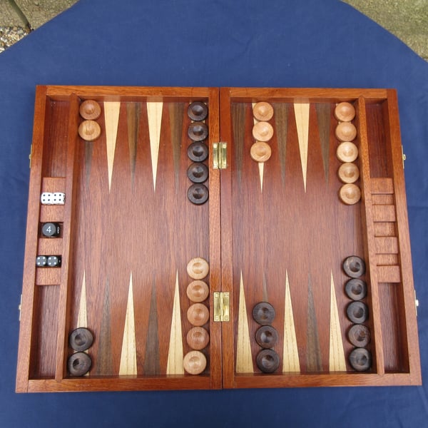 Sapele Wood Backgammon Set Handmade & Unique