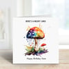 Mushy birthday card for brother can be customised psychedelic watercolour design