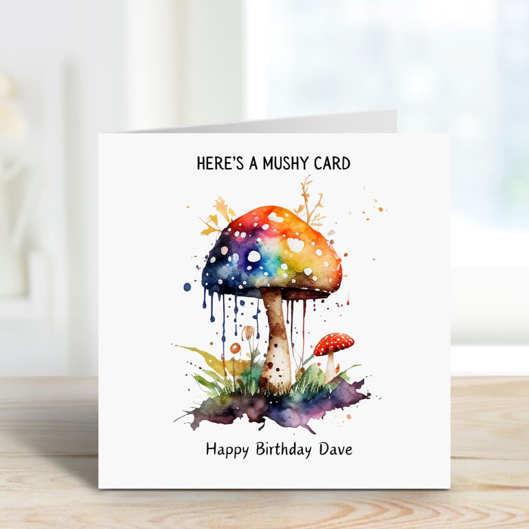 Mushy birthday card for brother can be customised psychedelic watercolour design
