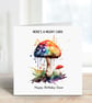 Mushy birthday card for brother can be customised psychedelic watercolour design - Image 1